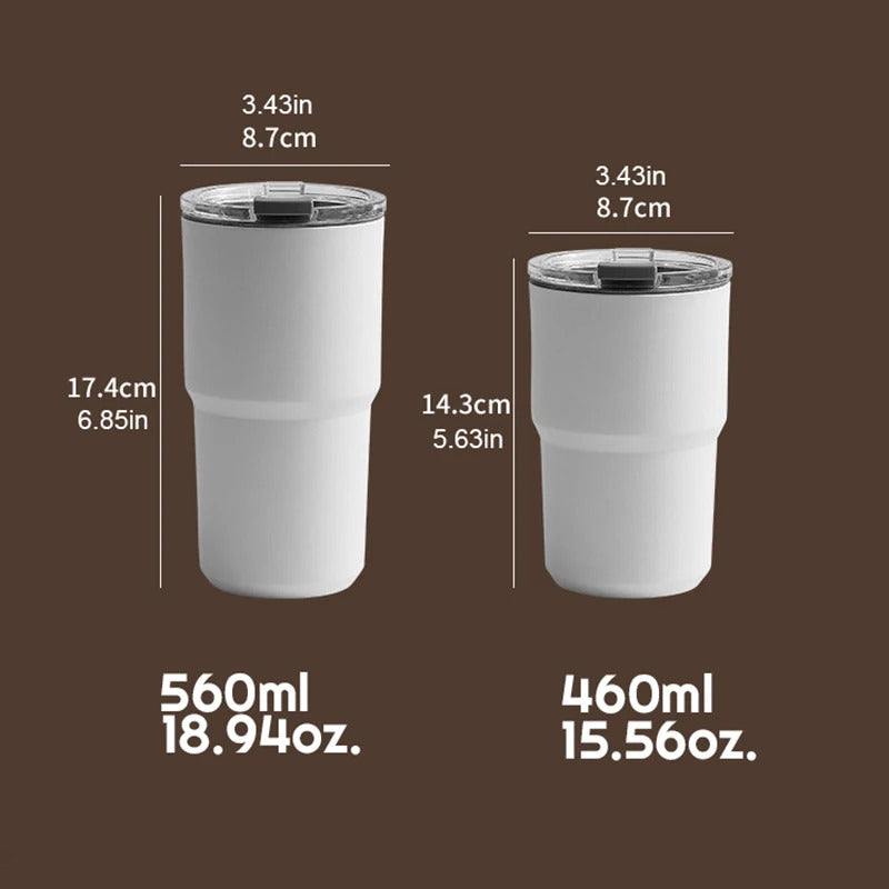 TIPOTIPO - Double layer 304 stainless steel vacuum cup, juice cup, with lid, insulated cup 460ml/560ml