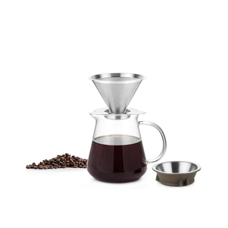 SAMADOYO Coffee Sharing Pot Portable Coffee Drip Set Travel Coffee Tool with Filter Coffee Pot Glass Coffee Pot