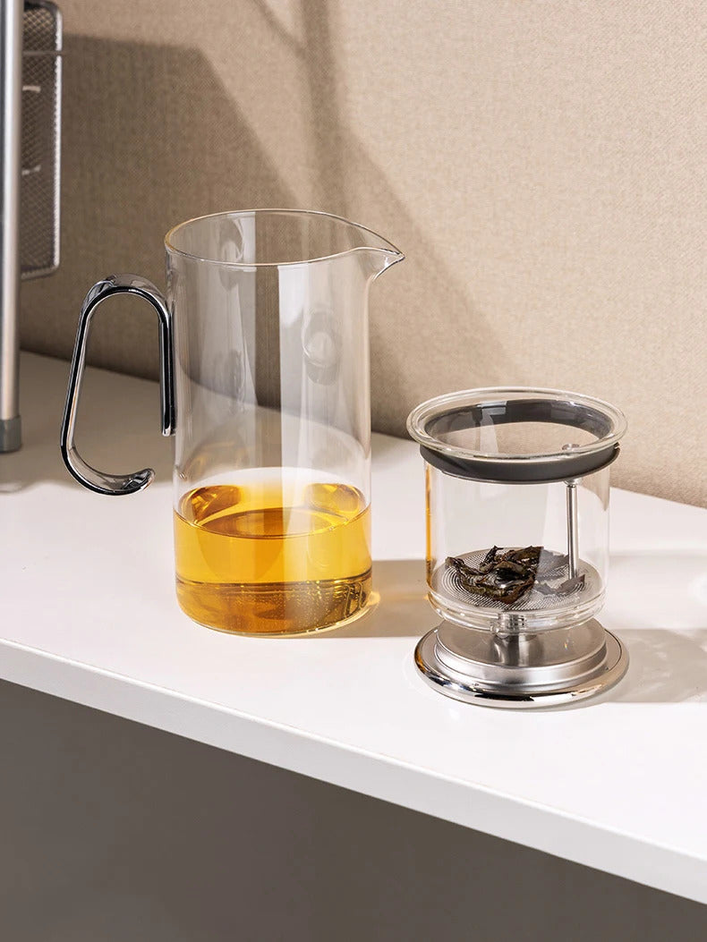 SAMADOYO Heat-Resistant Glass Teapot 580ml with Tea Strainer, Tea-Water Separation Pot