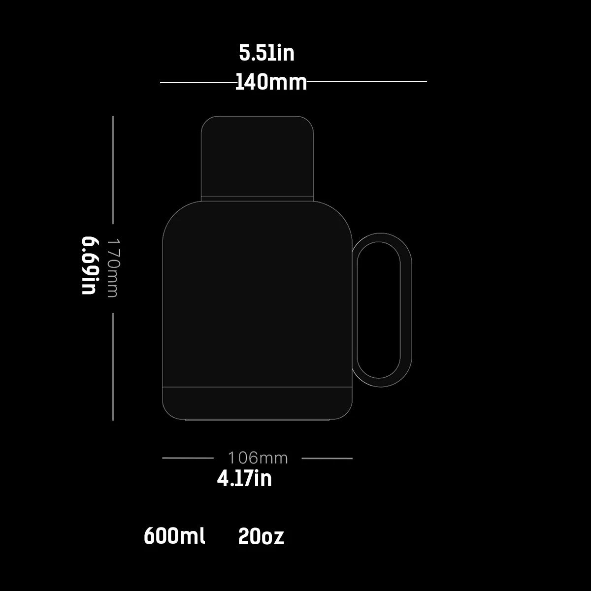 SAMADOYO-316 Stainless Steel Teapot, Insulated Tea & Coffee Brewer with Built-in Filter, 600ml