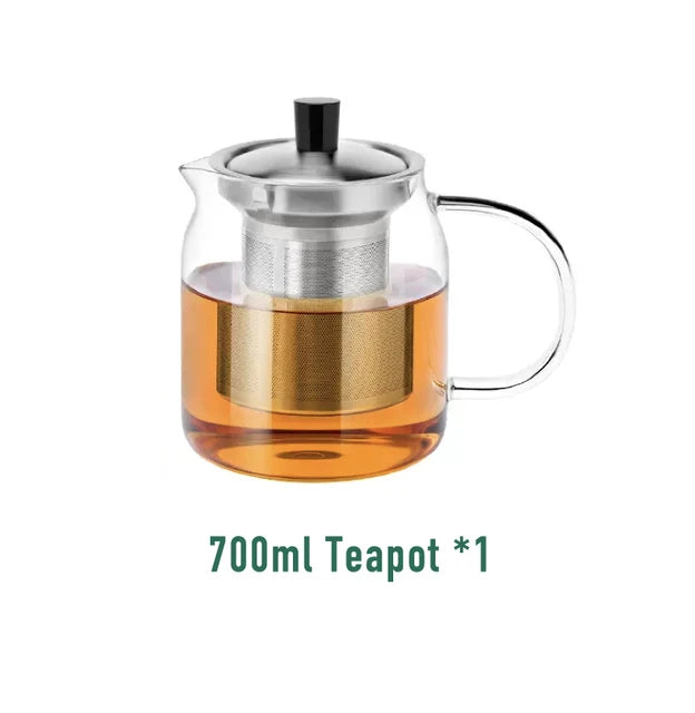 SAMADOYO Hitzebeständige Teekanne aus Glas Teekanne Teewassertrennung und -filtration Haushalts-Teekocher mit großer Kapazität