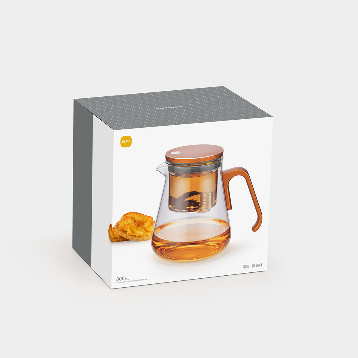 Magnetic Glass Teapot, Wood-Grain Lid, 3 Colors, 27 oz