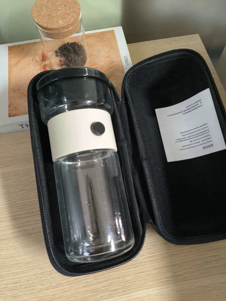 Heat-Resistant Glass Teacup, Teapot, Modular Tea Infuser, Portable Travel Tea Set with Carry Case, 270ml