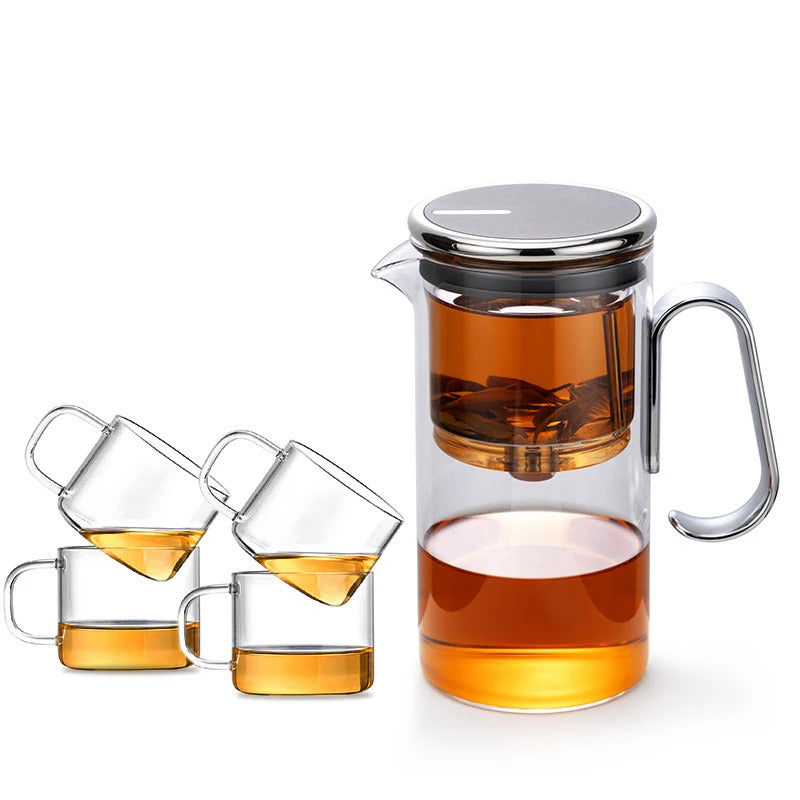 SAMADOYO Heat-Resistant Glass Teapot 580ml with Tea Strainer, Tea-Water Separation Pot