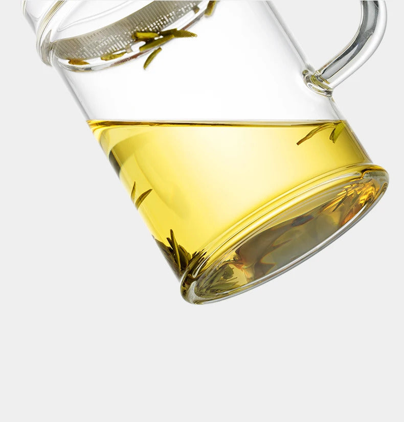 Samadoyo-Tasse à thé en verre résistant à la chaleur avec filtre, tasse verte simple, 400ml