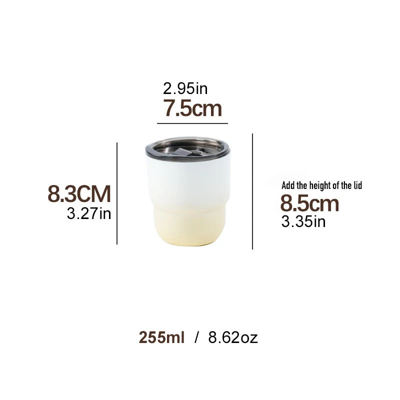Glossy Fashionable Colors 304 Stainless Steel Double-Wall Vacuum Insulated Coffee Tumbler with Lid - 255ml, Portable Travel Mug for Hot & Cold Beverages