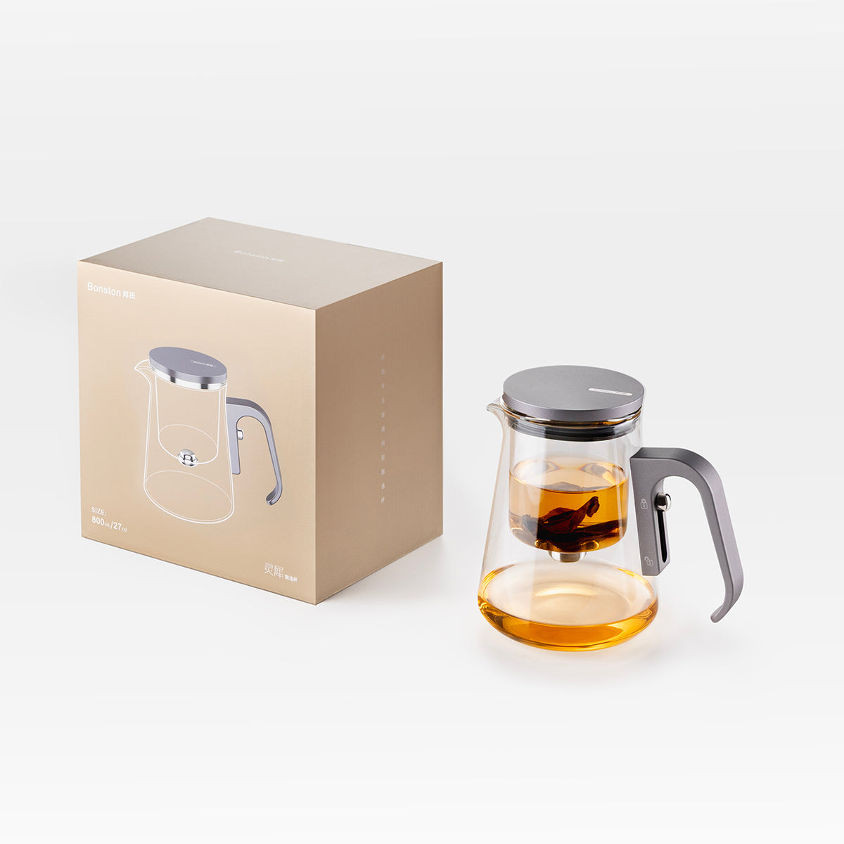 Magnetic Glass Teapot with Aluminum Lid, 27 oz