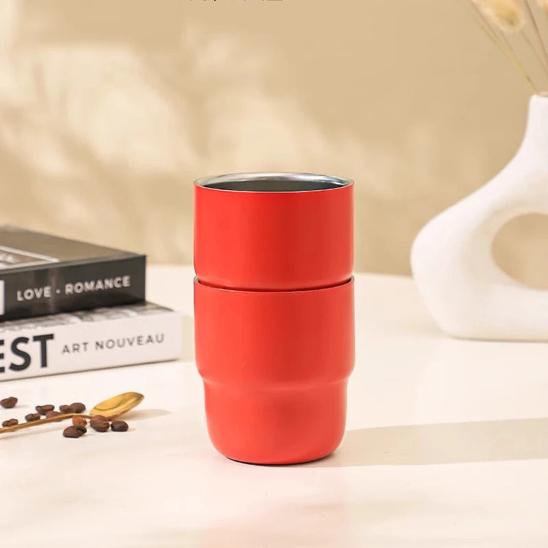 Glossy Fashionable Colors 304 Stainless Steel Double-Wall Vacuum Insulated Coffee Tumbler with Lid - 255ml, Portable Travel Mug for Hot & Cold Beverages