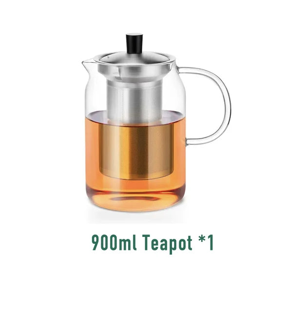 SAMADOYO Hitzebeständige Teekanne aus Glas Teekanne Teewassertrennung und -filtration Haushalts-Teekocher mit großer Kapazität