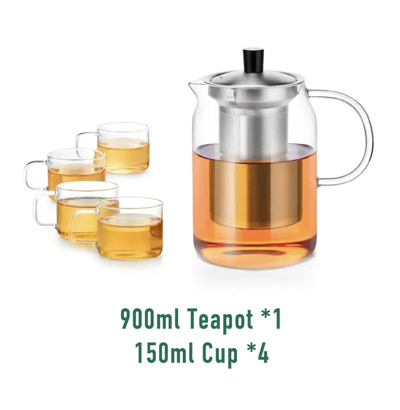 SAMADOYO Hitzebeständige Teekanne aus Glas Teekanne Teewassertrennung und -filtration Haushalts-Teekocher mit großer Kapazität