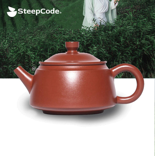 SteepCode Yixing „Atmende Teekanne“ – 180 ml, Meisterwerk aus Zinnoberrotem Ton höchster Qualität, handwerkliche Teekanne, Zisha-Teekanne
