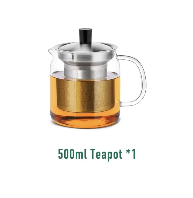 SAMADOYO Hitzebeständige Teekanne aus Glas Teekanne Teewassertrennung und -filtration Haushalts-Teekocher mit großer Kapazität