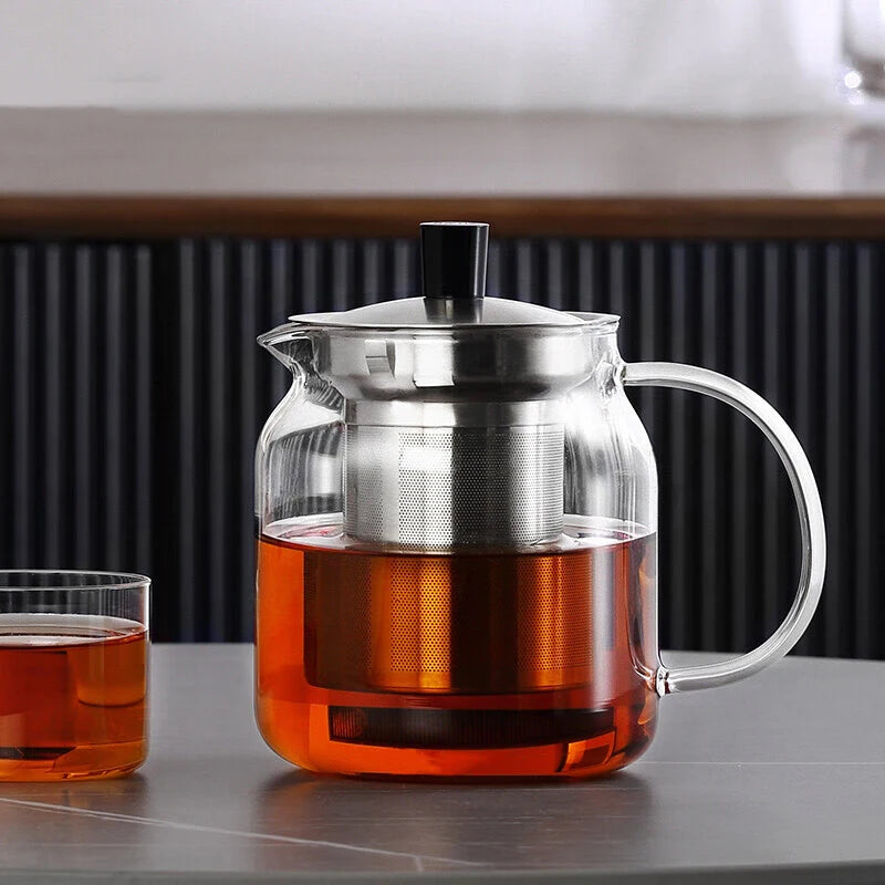 SAMADOYO Hitzebeständige Teekanne aus Glas Teekanne Teewassertrennung und -filtration Haushalts-Teekocher mit großer Kapazität