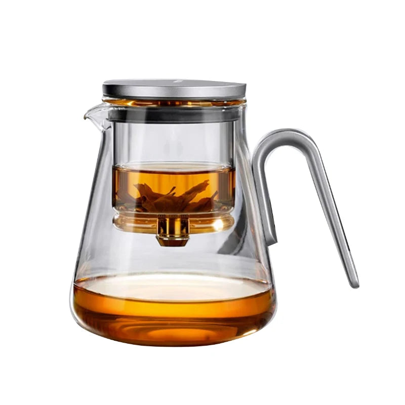 Magnetic switch tea pot, high-end tea set, tea water separation teapot, household tea making tool, heat-resistant glass tea dis
