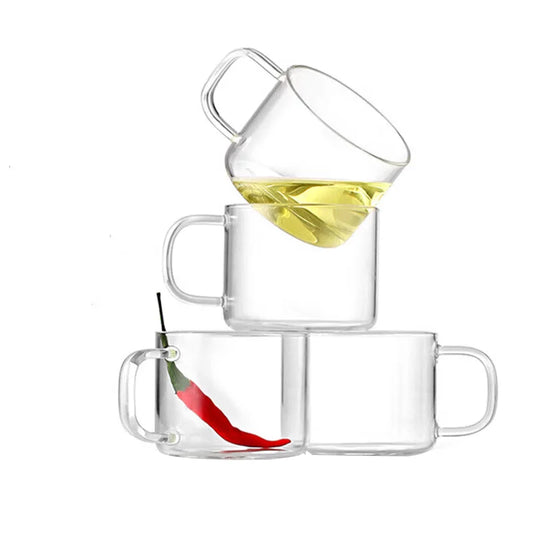 SAMADOYO Verdickte hitzebeständige Glas-Kungfu-Teetasse, Baijiu-Tasse, kleine Tasse, Teegürtel, transparentes Glaswasser