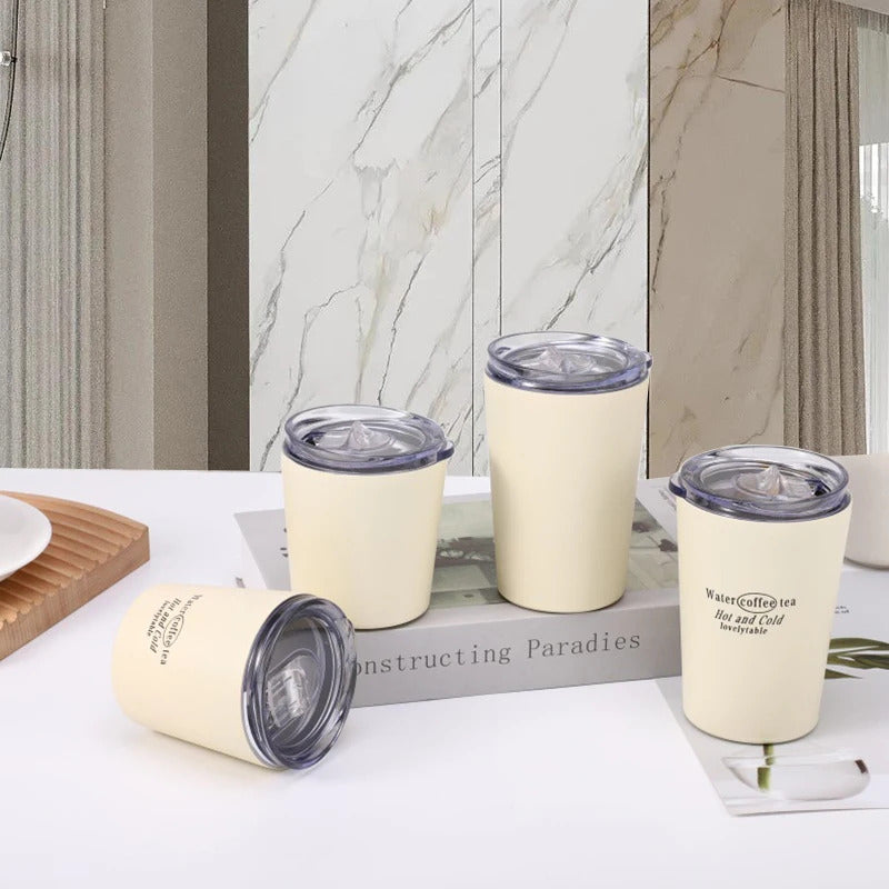 304 Stainless Steel Double-Wall Vacuum Insulated Coffee Cup, Milk Cup, Car Cup, with Lid – 240ml/360ml