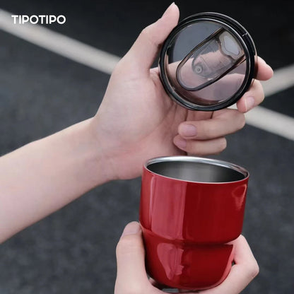 Glossy Fashionable Colors 304 Stainless Steel Double-Wall Vacuum Insulated Coffee Tumbler with Lid - 255ml, Portable Travel Mug for Hot & Cold Beverages