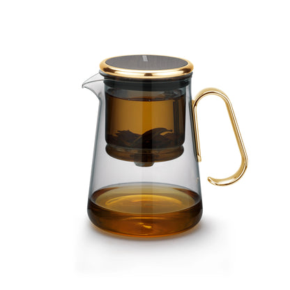 Bonston-Integrated Glass Teapot with One-Touch Tea Strainer, Heat-Resistant glassTeapots, 700ml (23.67oz)