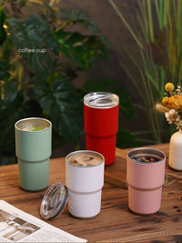 TIPOTIPO - Double layer 304 stainless steel vacuum cup, juice cup, with lid, insulated cup 460ml/560ml