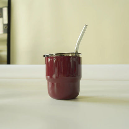 304 Stainless Steel Double-Wall Vacuum Insulated Cup, Coffee Mug, Yerba Mate Cup with Straw, 255ml