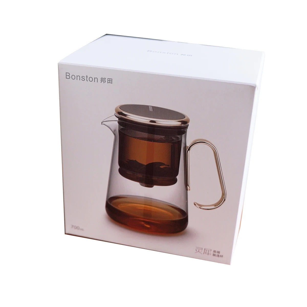Bonston-Integrated Glass Teapot with One-Touch Tea Strainer, Heat-Resistant glassTeapots, 700ml (23.67oz)