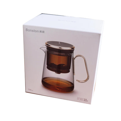 Bonston-Integrated Glass Teapot with One-Touch Tea Strainer, Heat-Resistant glassTeapots, 700ml (23.67oz)