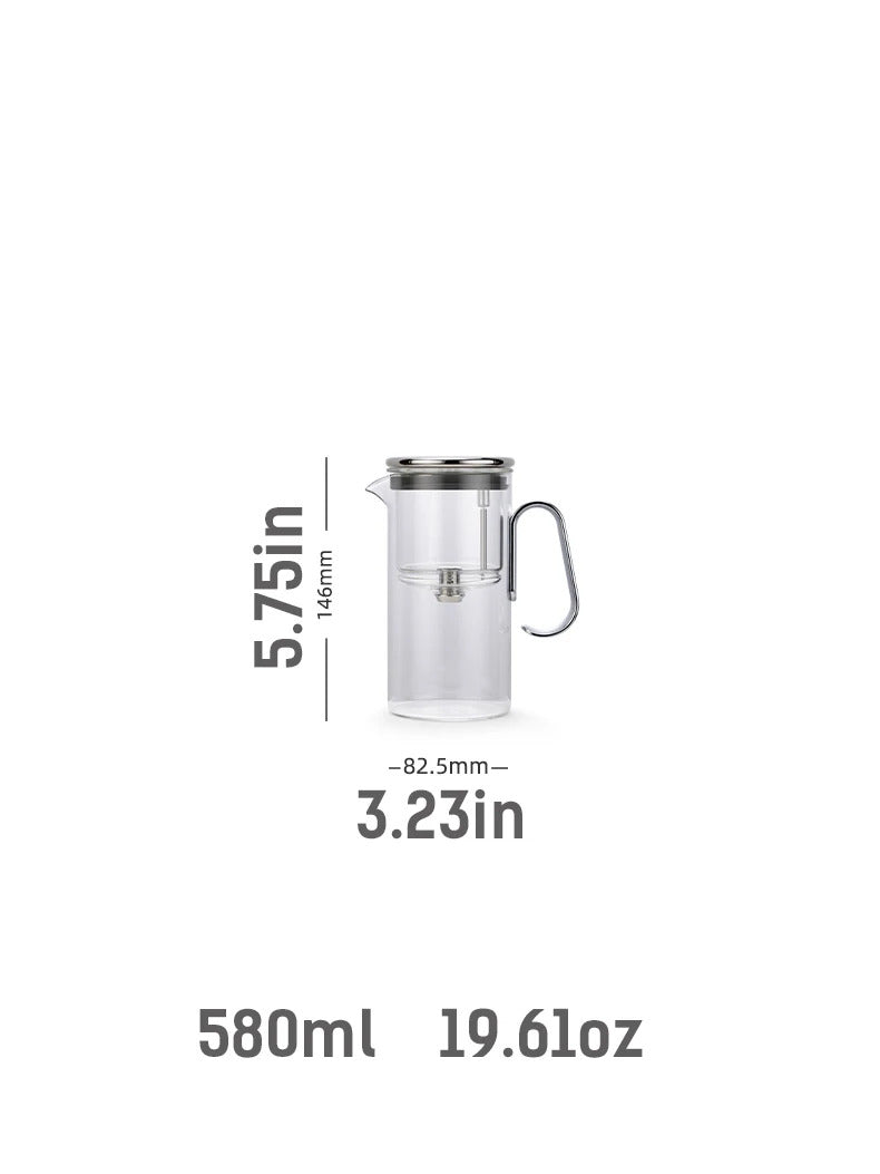 SAMADOYO Heat-Resistant Glass Teapot 580ml with Tea Strainer, Tea-Water Separation Pot