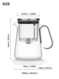 Bonston-Integrated Glass Teapot with One-Touch Tea Strainer, Heat-Resistant glassTeapots, 700ml (23.67oz)