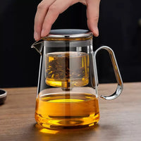 Bonston-Integrated Glass Teapot with One-Touch Tea Strainer, Heat-Resistant glassTeapots, 700ml (23.67oz)