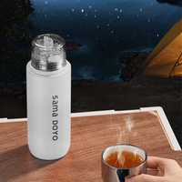 Samadoyo double-layer stainless steel vacuum insulated cup, tea brewing cup with filter screen, portable water cup 400ML