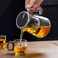 Bonston-Integrated Glass Teapot with One-Touch Tea Strainer, Heat-Resistant glassTeapots, 700ml (23.67oz)