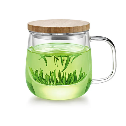 SAMADOYO Heat-resistant glass tea making cup, tea water separation belt, filtered flower tea cup, home office with cover belt