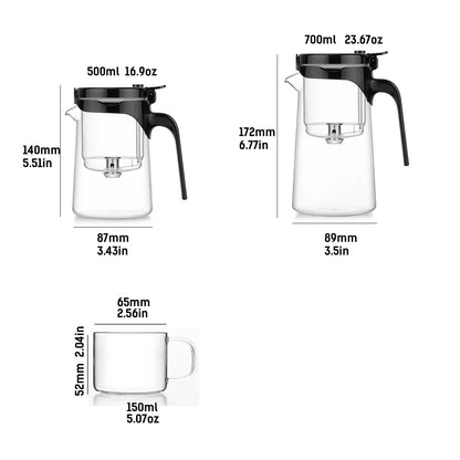 Samadoyo - Integrated Teapot with One-Touch Strainer, Heat-Resistant Glass (500ml/700ml)