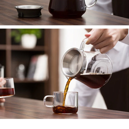 SAMADOYO Coffee Sharing Pot Portable Coffee Drip Set Travel Coffee Tool with Filter Coffee Pot Glass Coffee Pot