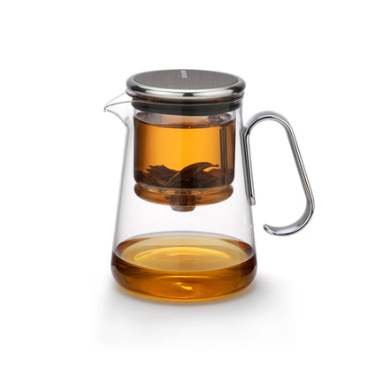 Bonston-Integrated Glass Teapot with One-Touch Tea Strainer, Heat-Resistant glassTeapots, 700ml (23.67oz)