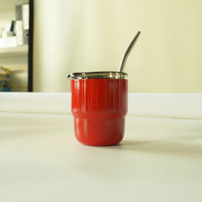 304 Stainless Steel Double-Wall Vacuum Insulated Cup, Coffee Mug, Yerba Mate Cup with Straw, 255ml