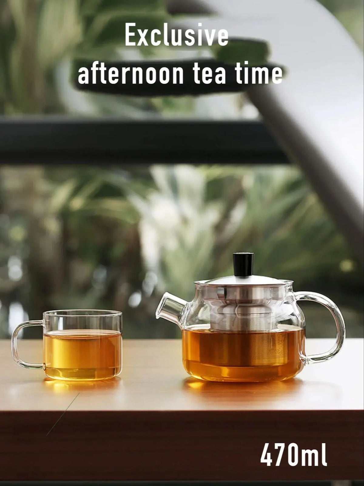 Samadoyo One Teapot & Four Cups Set, Heat-Resistant Glass Teapot Set, Loose Leaf Tea Infuser Teapot + Teacup Combination, 470ml
