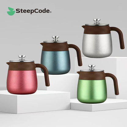 316 Stainless Steel Double-Wall Vacuum Insulated Teapot with Filter, 700ml