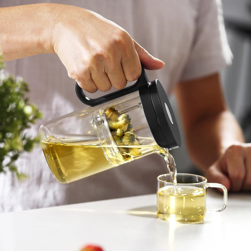 Samadoyo - Integrated Glass Teapot with One-Touch Tea Strainer, Heat-Resistant (500ml/700ml)