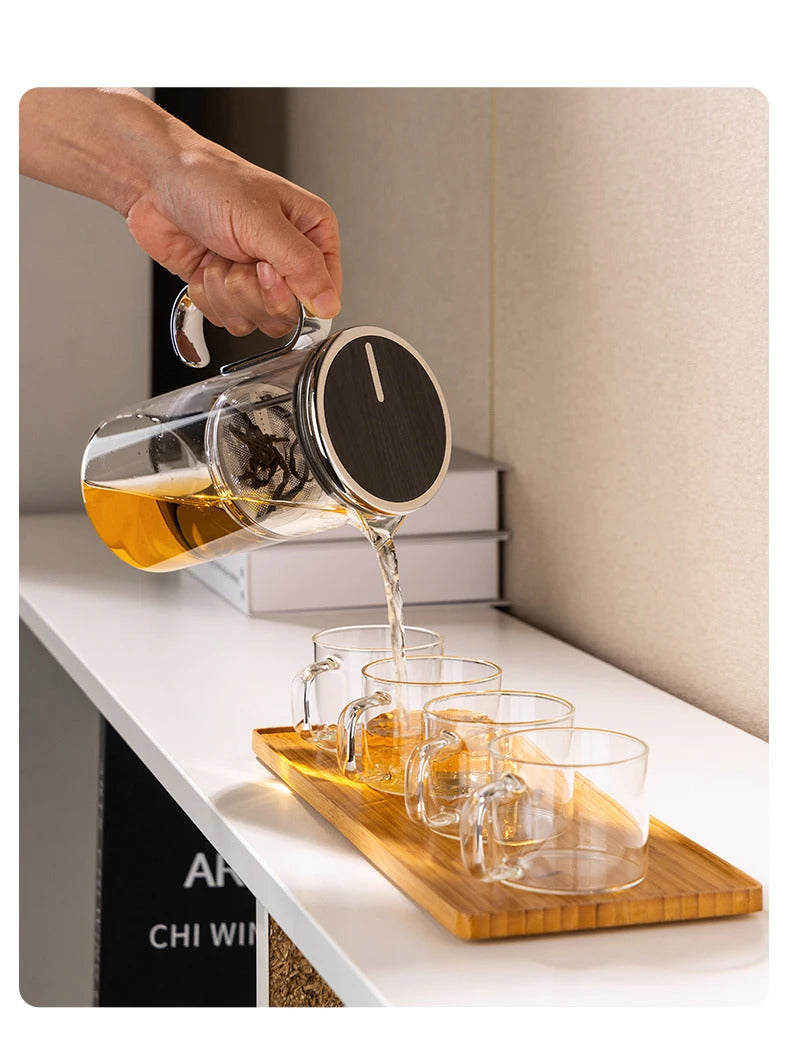 SAMADOYO Heat-Resistant Glass Teapot 580ml with Tea Strainer, Tea-Water Separation Pot
