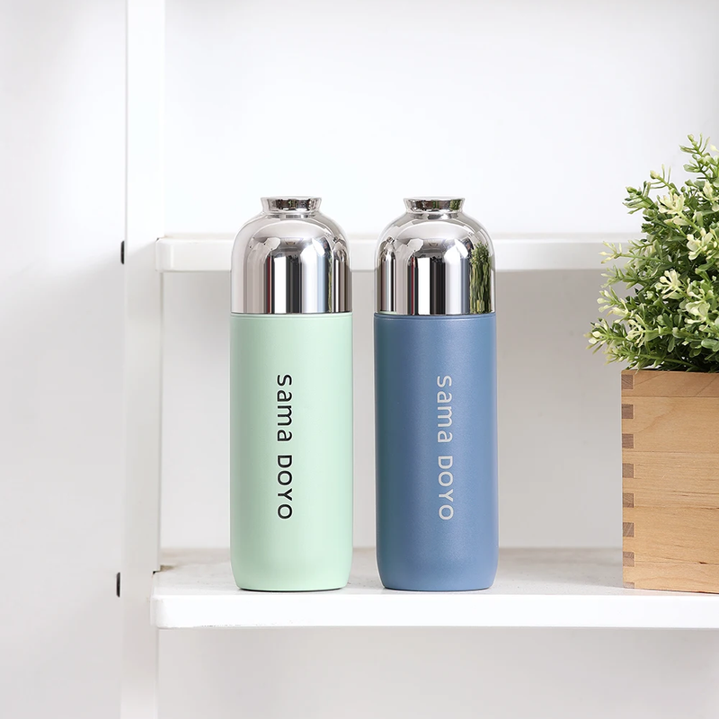 Samadoyo double-layer stainless steel vacuum insulated cup, tea brewing cup with filter screen, portable water cup 400ML
