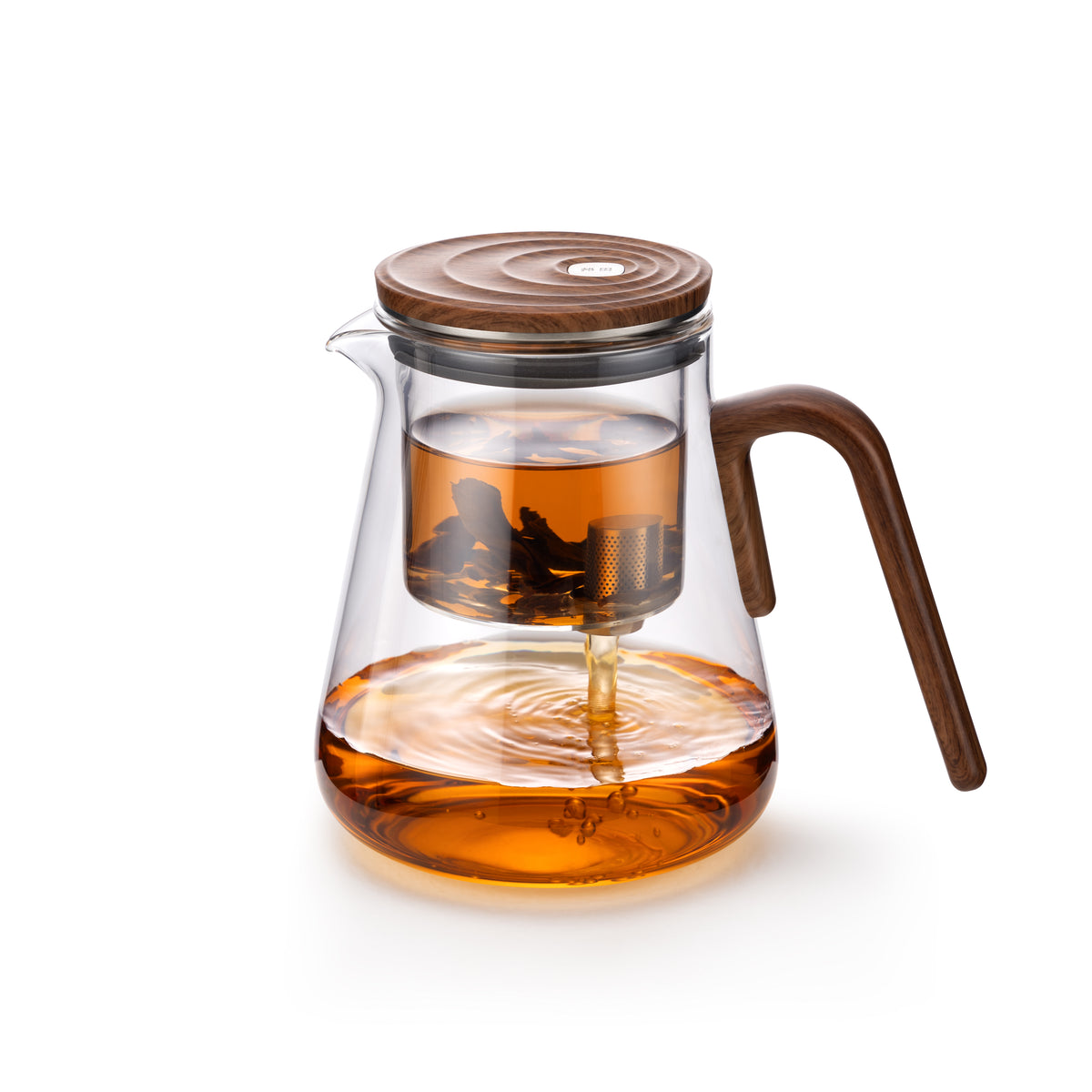 Magnetic Glass Teapot, Wood-Grain Lid, 17 or 27 oz