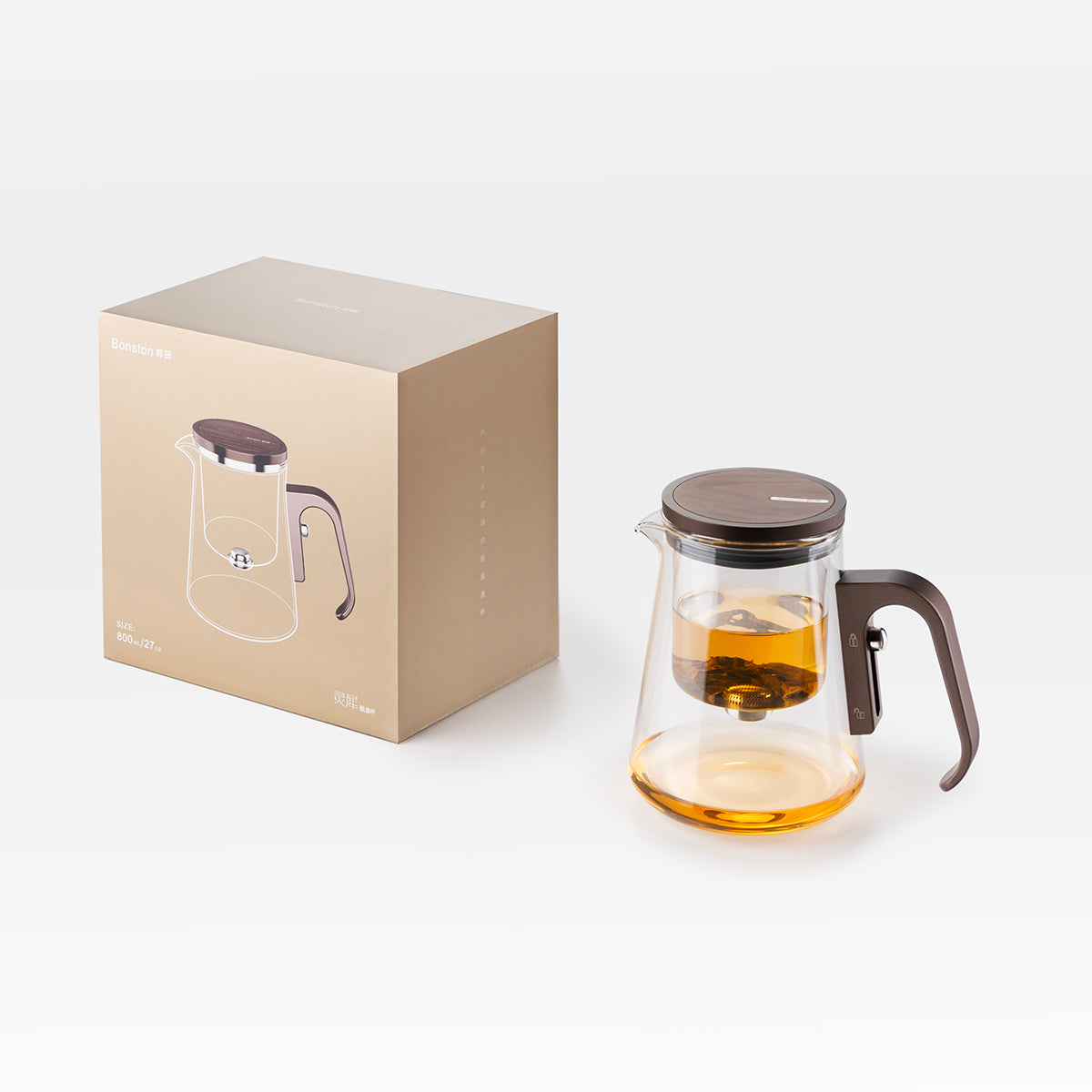 Magnetic Glass Teapot with Aluminum Lid, 27 oz