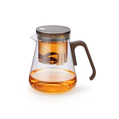 Magnetic Glass Teapot, Wood-Grain Lid, 3 Colors, 27 oz