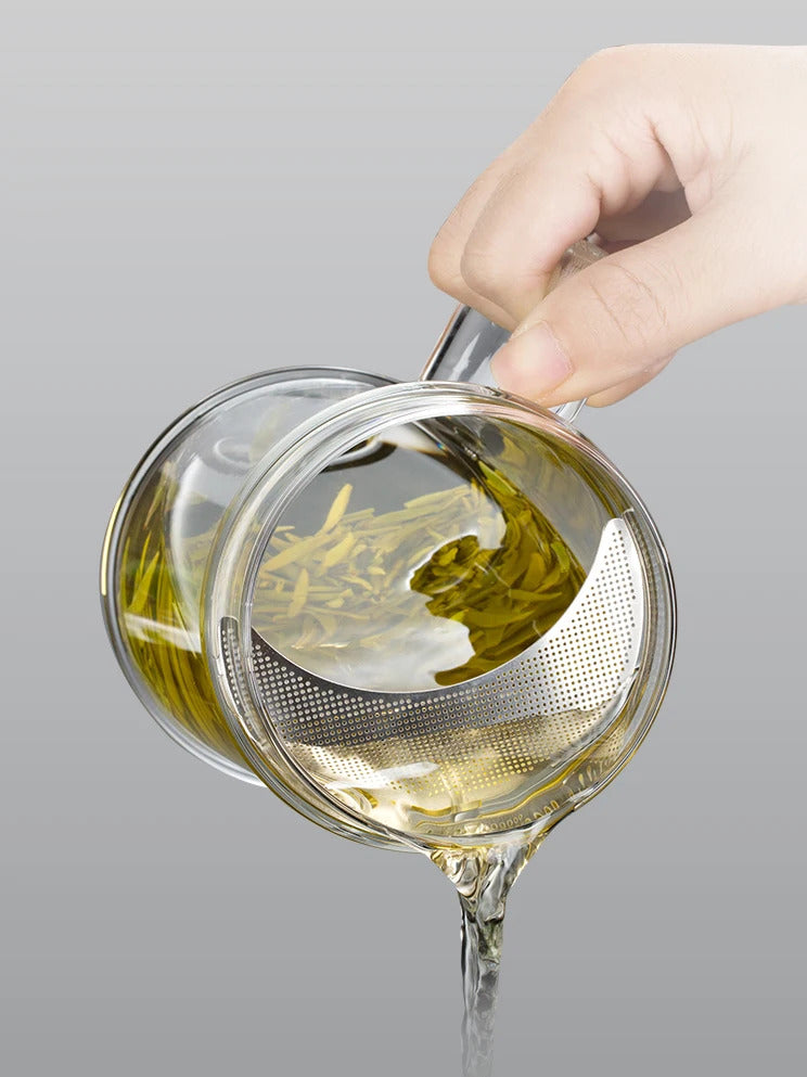Samadoyo-Tasse à thé en verre résistant à la chaleur avec filtre, tasse verte simple, 400ml