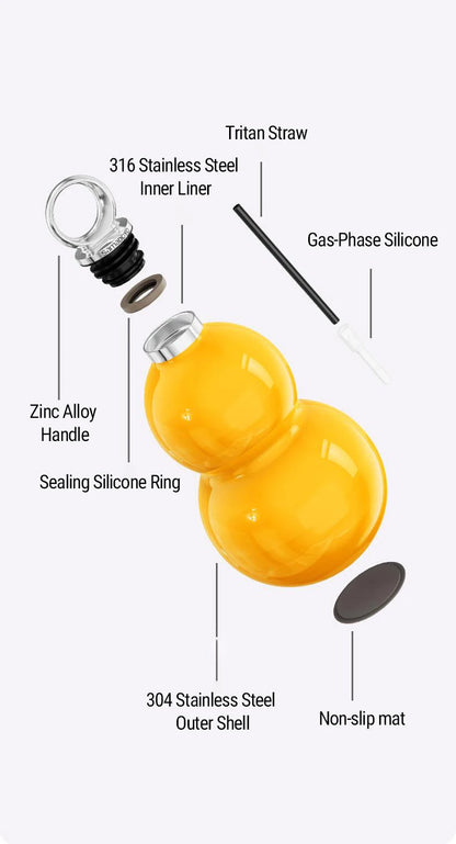 SAMADOYO-6 Hour Insulated Tumbler | Gourd Shape with Straw | Exclusive Design, 520ml
