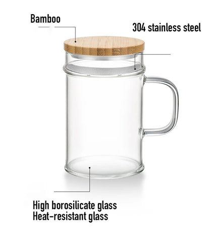 Samadoyo-Tasse à thé en verre résistant à la chaleur avec filtre, tasse verte simple, 400ml
