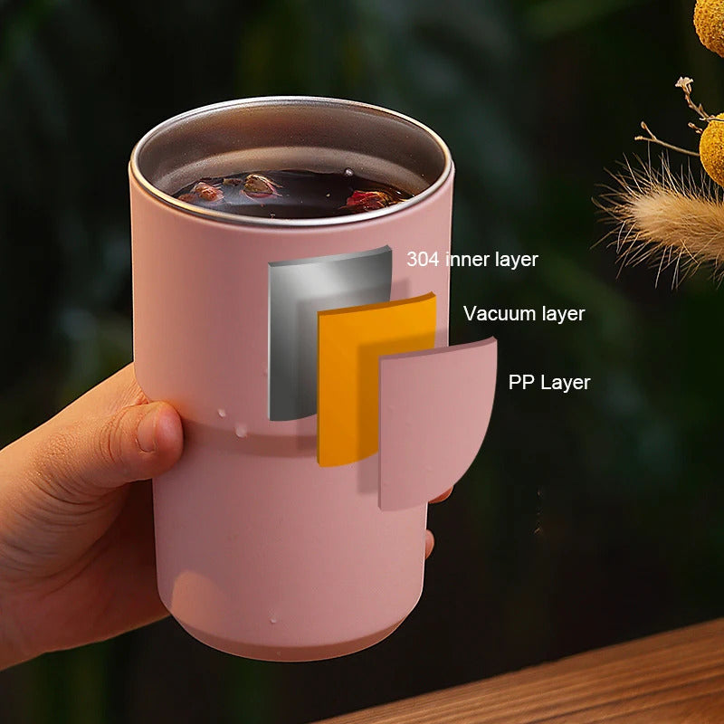 TIPOTIPO - Double layer 304 stainless steel vacuum cup, juice cup, with lid, insulated cup 460ml/560ml