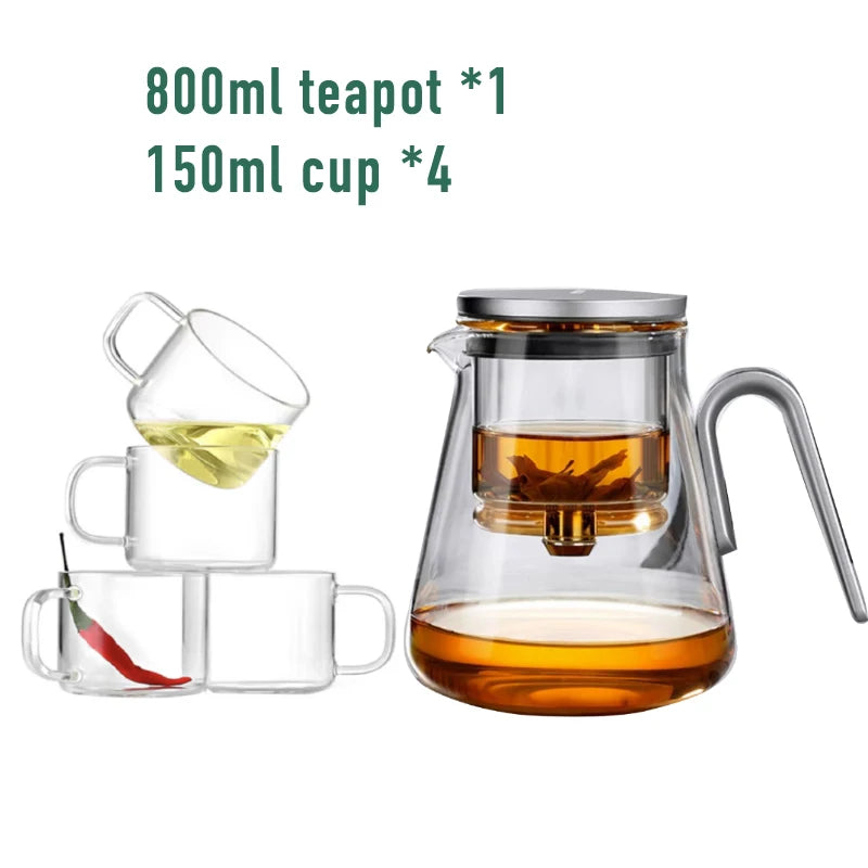 Magnetic switch tea pot, high-end tea set, tea water separation teapot, household tea making tool, heat-resistant glass tea dis