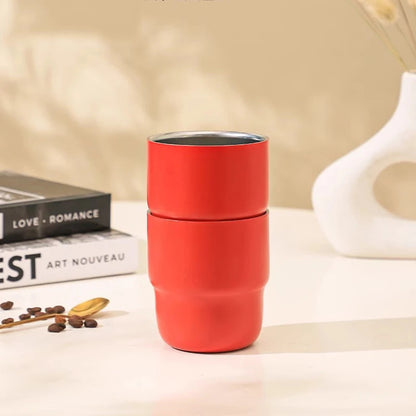 Glossy Fashionable Colors 304 Stainless Steel Double-Wall Vacuum Insulated Coffee Tumbler with Lid - 255ml, Portable Travel Mug for Hot & Cold Beverages